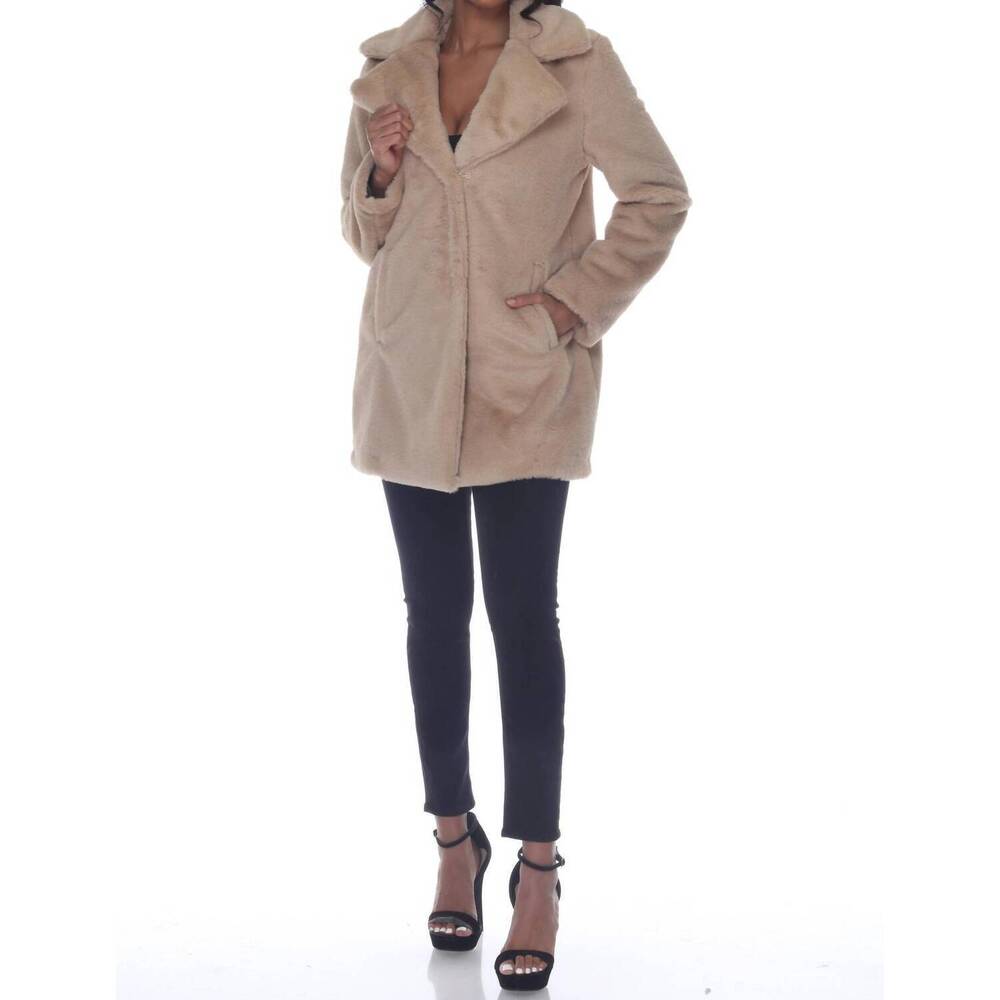 NEW RAIN + ROSE sienna faux fur coat in brown